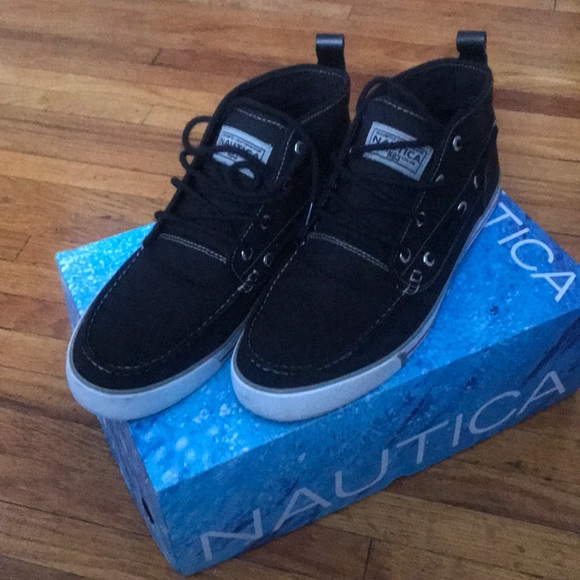 Nautical Delamr Mid Black Canvas Sneaker (10) - Picture 1 of 4